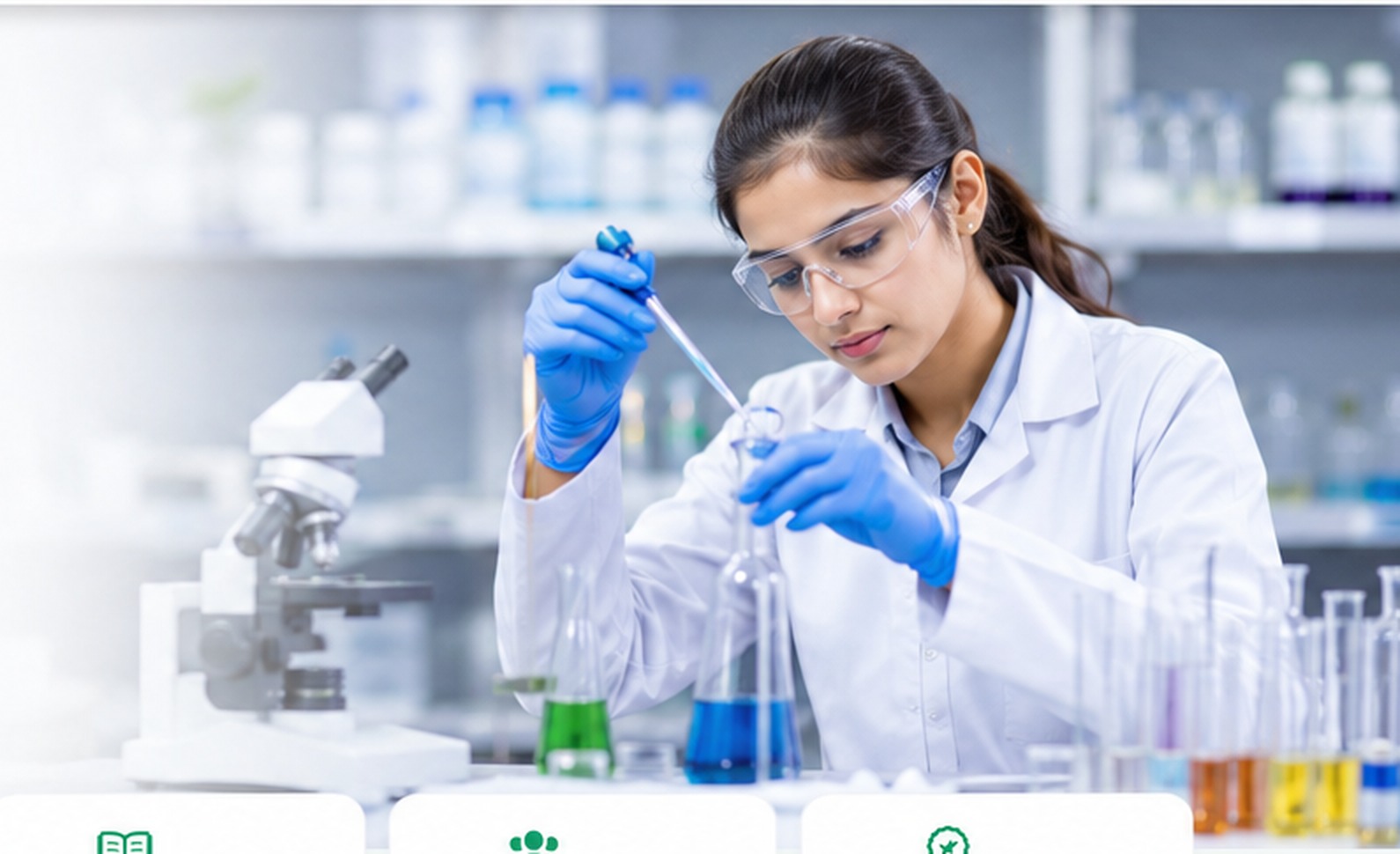 Pharmacy student working in a modern laboratory
